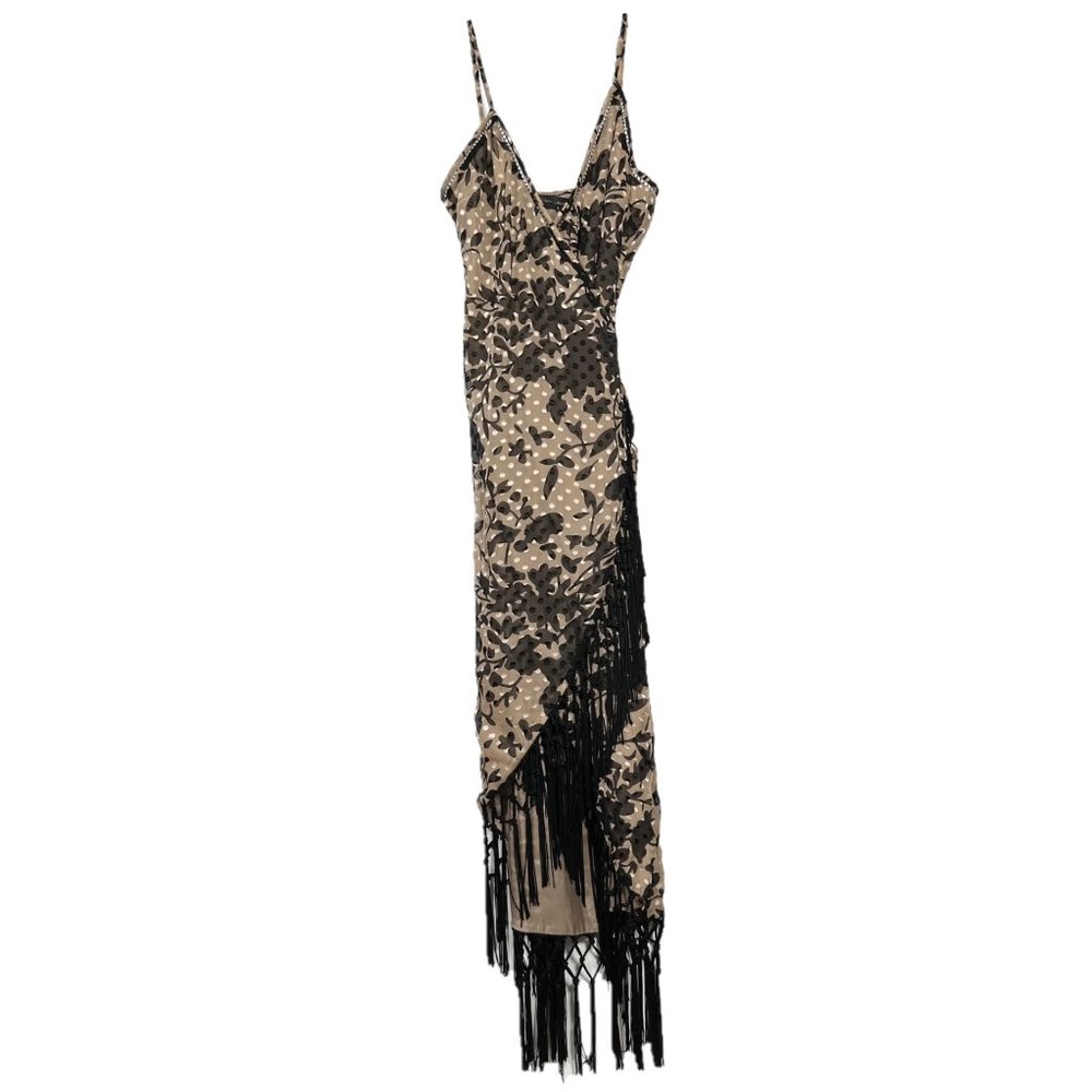 House of Harlow 1960 x Revolve Sonya Fringe Tassel Wrap Floral Polka Dot Dress